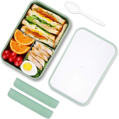 Tragbare Lunchbox mit 3 Fächern, Lebensmittelbehälter für Erwachsene, BPA-frei
