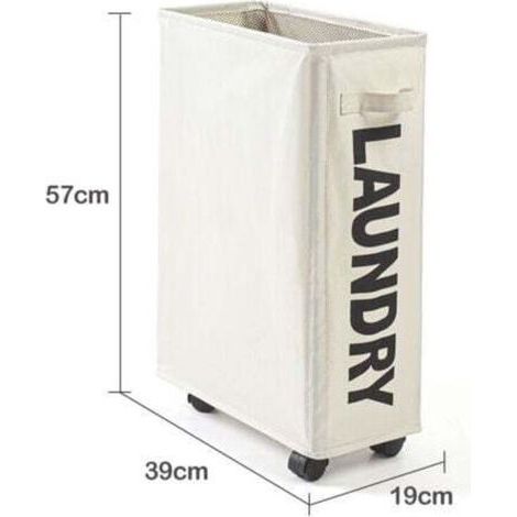 [JAMAIS UTILISÉ] Panier à linge pliant de 42 litres - Beige avec 4 roues, collecteur de linge, bac à linge rectangulaire pour le rangement des vêtements à la maison (1/4)