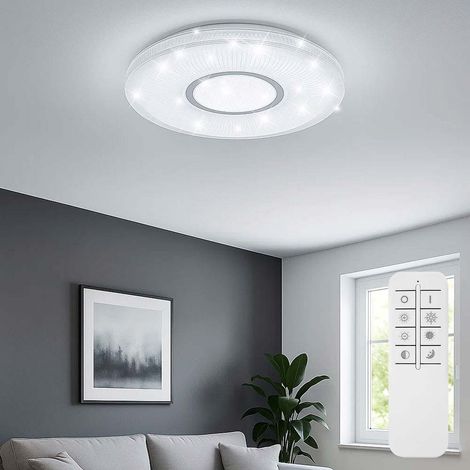 Smart LED Deckenlampe dimmbar mit Fernbedienung Sternenhimmeleffekt Wohnzimmerlampe, Kristalle, 30W 2300lm warmweiß-kaltweiß, DxH 50 x 8,8 cm (1/5)
