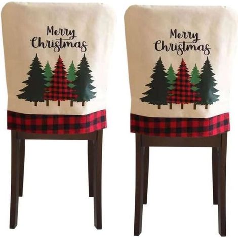 Online Store - Housse de chaise de Noël,housse de chaise de Noël réutilisable décoration intérieure en motif sapin de Noël,fournitures de fête (1/4)