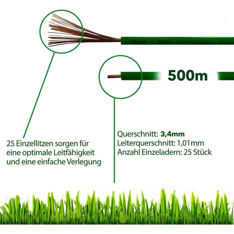 500 m cavo di limitazione per robot tosaerba, set di accessori per cavi di ricerca, compatibile con GARDENA, BOSCH, HUSQVARNA, WORX, HONDA ROBOMOW, diametro 2,7 mm (1/5)