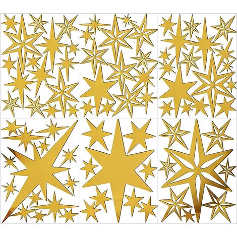Étoile en acrylique – Décorations de plafond pour chambre à coucher  autocollants muraux pour chambre d'enfant, style effet miroir lumineux, application de nettoyage rapide, autocollants muraux (1/5)