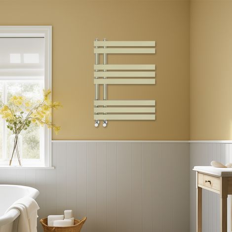 Bathroom D-shape Heated Towel Rail Designer Radiator Ladder Warmer Heating Rads 800x600mm Brushed Brass