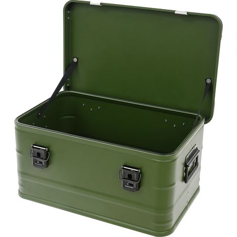 Boîte de rangement, construction en aluminium, design étanche, vert armée (1/2)