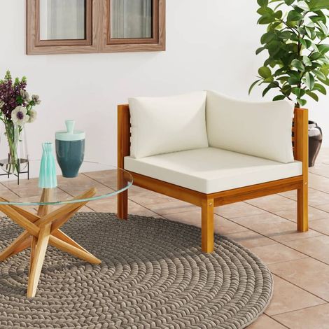 Canapé d'angle sectionnel Canapé scandinave Sofa et coussin blanc crème Bois d'acacia 64239 (1/5)