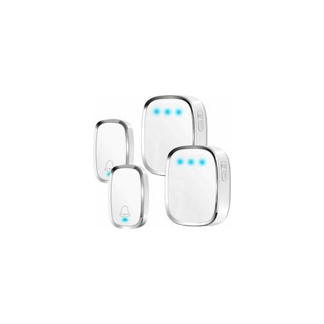 Sonnette sans fil extérieure étanche, portée 300m, 2 émetteurs + 2 récepteurs, 36 mélodies, 4 niveaux de volume, LED flash –