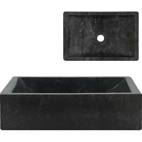 Vidaxl – Vasque à poser en marbre noir brillant 45x30x12 cm – Design moderne – Facile à nettoyer – Pour salle de bain ou salle d'eau
