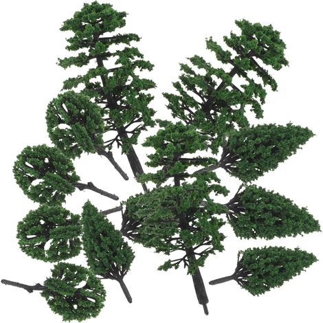 Miniature Green Plastic Trees, 25 Pieces, Realistic (1/5)