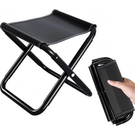 Klappbarer Jagdhocker leichter Mini-Stuhl kleiner tragbarer Klappstuhl mit Reißverschlusstasche für Reisen Angeln Wandern Grillen Strand schwarz (1/2)