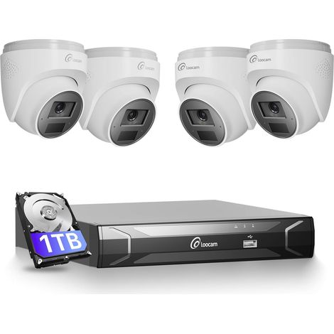 Caméra de Surveillance Extérieure PoE, Kit Vidéo Surveillance NVR avec Caméras IP POE 4MP, Disque Dur 1TB, Vision Nocturne IR 30m, Détection Personne/Véhicule, Audio Bidirectionnel (1/5)