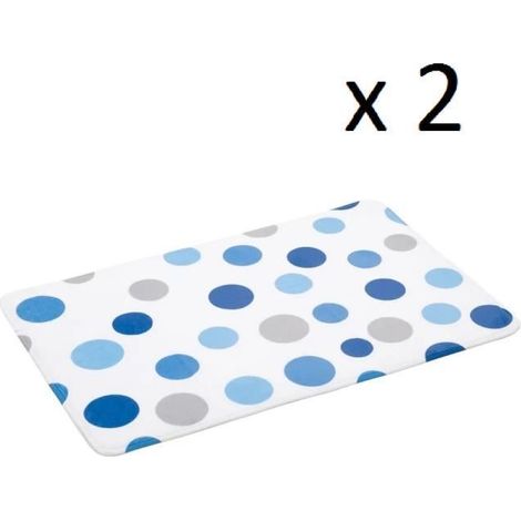 Lot de 2 tapis de bain antidérapant, tapis salle de bain en microfibre avec motif de cercles-Longueur 70 x Profondeur 45 cm (1/3)