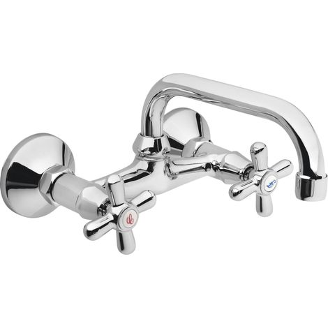 Ferro Retro Rubinetto da lavabo a muro cromato design retro (1/2)
