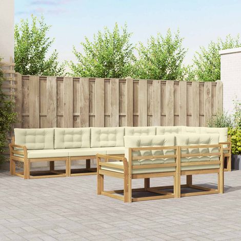 vidaXL Outdoor-Sofagarnitur 6 Stk. Weiß und Creme Polyester (1/5)