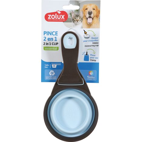 Pince 2 en 1 doseur silicone M 237 ml bleu pour chat et chien - zolux (1/4)