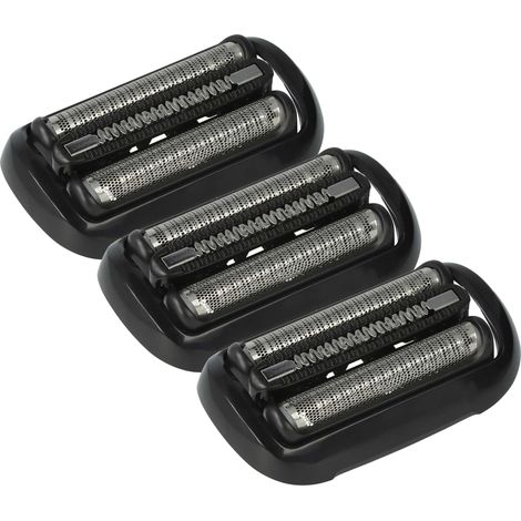 vhbw 3x Ersatz-Scherköpfe kompatibel mit Braun 50-B1620s, 5049, 50-B1200s, 50-B1000s, 5050 Elektrorasierer, Schwarz Silber