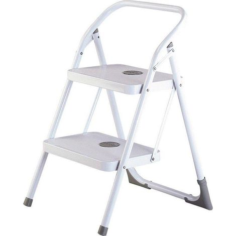 FPLUS taburete esc.2 peld.metal.blan.m/10 , Taburete 2 Peldaños anchos M-10 Blanco - ROLSER