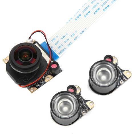 Caméra CCTV 5MP Module IRCUT 175° Vision Nocturne Infrarouge pour Raspberry Pi, Objectif Grand Angle, Capteur Haute Résolution, Alimentation Libre (1/5)