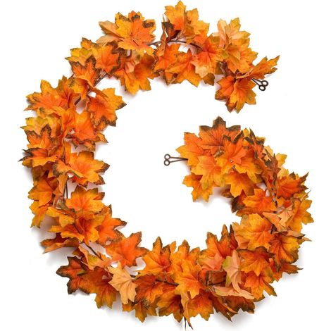 2er-Set Künstliche Herbstgirlande Ahornblatt 170cm Orange für Deko (1/5)