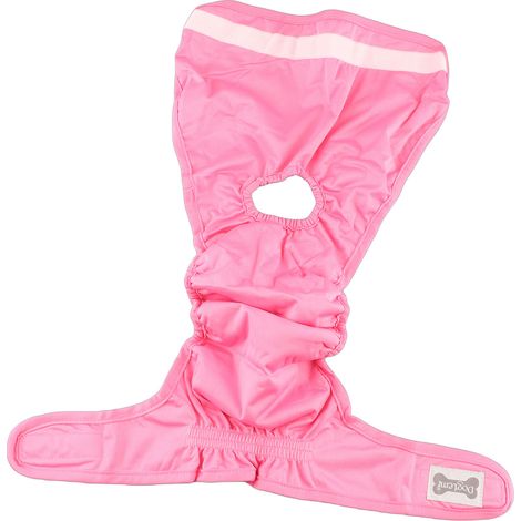 Culotte hygiénique douce et ajustable pour chienne, lavable et réutilisable, rose, taille XL. (1/5)