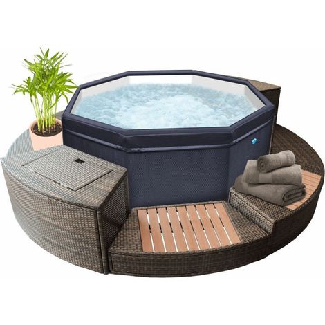 Spa Netspa Octopus ottagonale semirigida 4+2 posti 1000l 193x73cm + mobili - Riscaldamento/Filtrazione portatile - + insieme di 5 elementi (1/5)