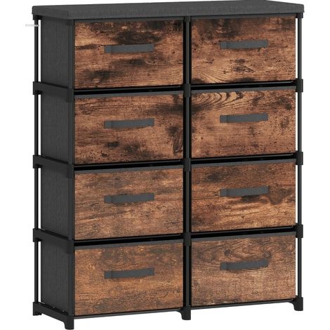 CHICFURN Cassettiera a 8 cassetti 84,5 x 30,5 x 100 cm in tessuto poliestere, marrone vintage (1/5)