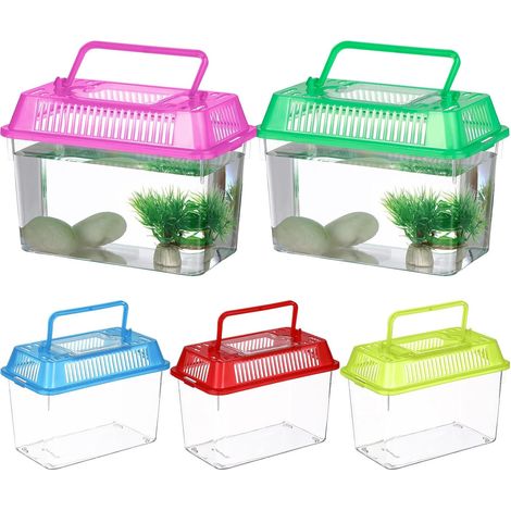 Tragbares Aquarium – 5er-Set – Transparenter Kunststoff – Terrarium für Reptilien – Schildkröten, Goldfische – 15 x 11 x 9,5 cm (1/5)