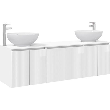 Bathroom Cabinet Set 3 pcs High Gloss White 49.5 x 44.5 x 65 cm vidaXL (1/5)