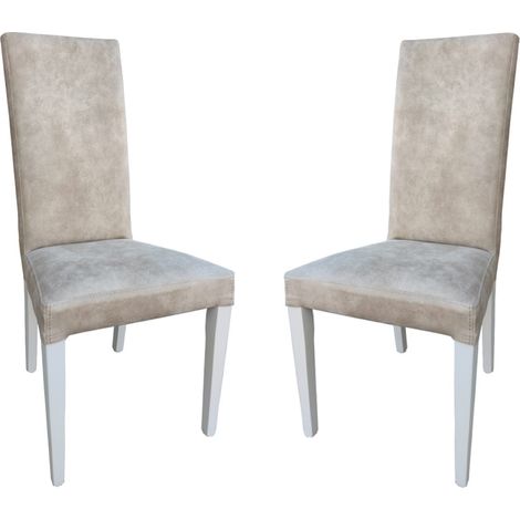 Sedia da cucina in NABUK - seduta e gambe Beige DENVER 2 sedie (1/2)