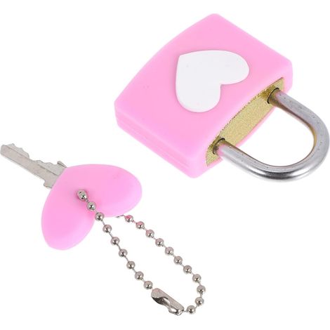 en métal rose en forme de cœur avec clé cadenas en forme de (1/5)