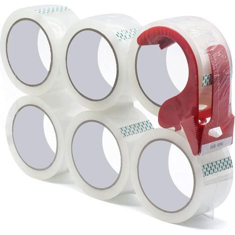Lot de 6 rouleaux de ruban adhésif transparent d'emballage, ruban industriel transparent de 50 mm x 50 m, pour l'expédition et la fermeture de colis, ruban adhésif domestique, ruban adhésif d'emballag (1/4)