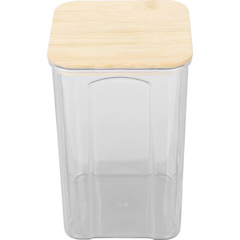 Boîte de conservation hermétique transparente avec couvercle en bambou pour nouilles, farine, céréales, riz, thé, café en grains, 1400 ml, 10,7 x 17 cm / 4,2 x 6,7 pouces (1/5)