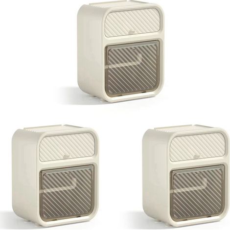 Soporte para 3 rollos de papel higiénico impermeable con montaje en pared, caja de almacenamiento de pañuelos adhesiva con estante para baño.