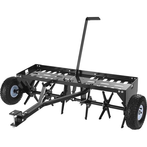 Mophorn Aérateur de gazon tracté 100 cm, outil de perforation pour pelouse et jardin, capacité de charge 54,43 kg, équipé d'un attelage universel, roues de 270 mm et plateau robuste (1/5)
