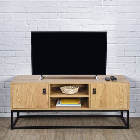 Meuble TV - HOME DECO FACTORY - Abbott - Bois et Métal - Marron et Noir (1/5)