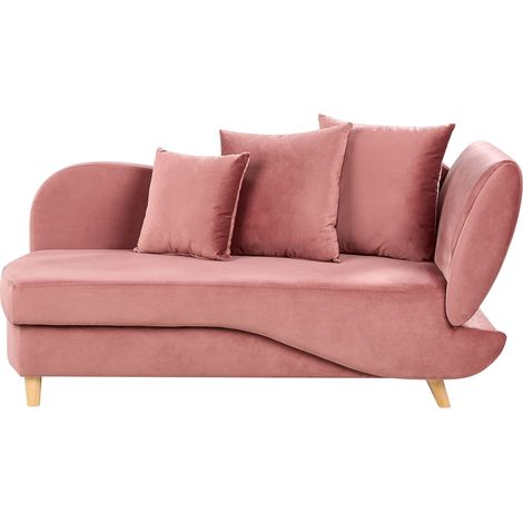 Chaise longue moderno con cojines almacenaje terciopelo azul rosa derecho Meri II