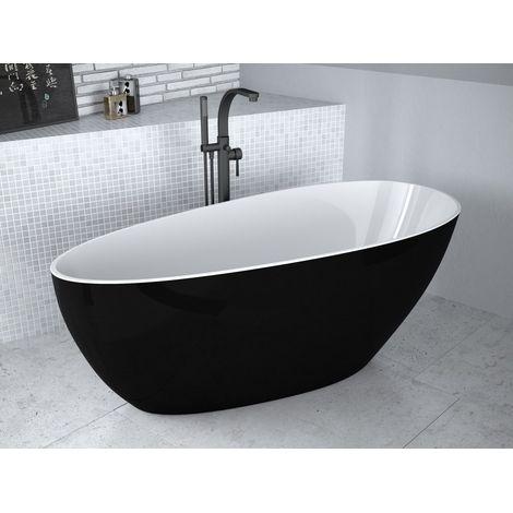 Baignoire îlot GOYA bicolore: noir/blanc 142x62 cm/160x70 cm - 142 x 62 cm