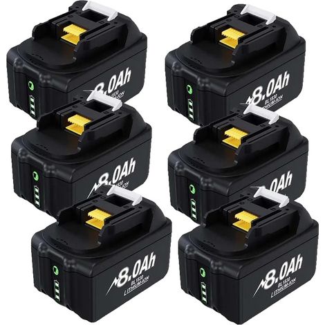 Akku für Elektrowerkzeuge, 8000 mAh Kapazität, kompatibel mit BL1830, 6 Stück 8,0 Ah (1/2)