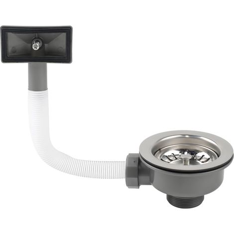 Bonde d'évier de cuisine avec siphon de 114 mm avec trop-plein, panier pour évier, convient pour la filtration des éviers de cuisine (1/5)