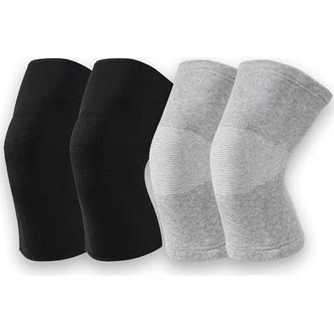 Manchon de genou compressif en charbon de bambou - Protège-genoux élastique, chauffe-genoux, soutien genou protecteur pour l'arthrose et les coureurs (Gris+Noir, Grand) (1/4)