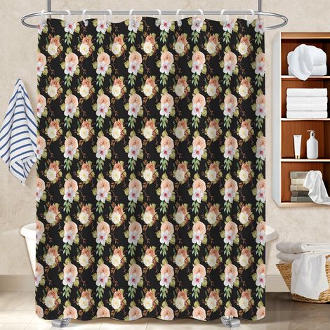 Rideau de douche imperméable en polyester 180x180 infroissable rideau séchage rapide pour un intérieur cosy et chaleureux (1/5)