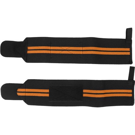 Lots de 2 Bandes de Poignet Pro pour Haltérophilie, Support de Poignet Fitness Orange (1/5)