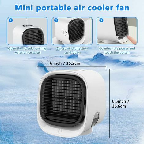 VURAHOME – Tragbare Klimaanlage, 4-in-1-Gerät: Leiser Mini-Luftkühler, Luftbefeuchter, Ventilator, Luftreiniger, 7-farbige Ambientebeleuchtung, für Zuhause und Büro (1/5)