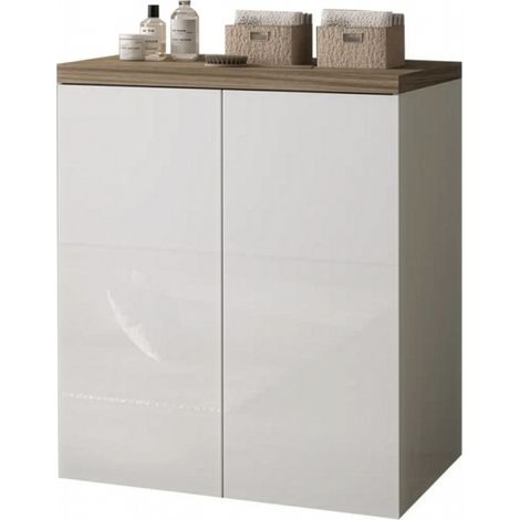 Mobile Base Doppio Savini con Ripiano Doppia 71 x 91 x 65 cm Bianco Noce 7