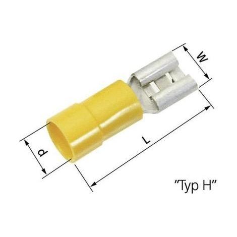 Cosse clip 9.5 mm x 1.2 mm 63101120 – Partiellement isolé – Section câble 4-6 mm² – Fixation raccord – Jaune – Lot de 50 pcs – Lappkabel