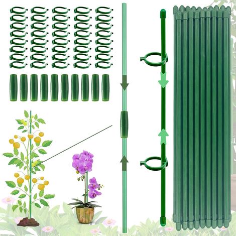 (110PCS) Tuteur Plante Interieur, Tuteur pour Orchidees, 20 Tuteur Fleur Interieur, 40 Mousquetons, avec 10 Tubes d'extension, Supports pour Plantes, Tomates, Orchidées, Tuteur Orchidee (1/5)