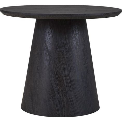 Table niedrig BOKOR – Farbe dunkelbraun – Runder Couchtisch 60x60 cm – MDF – Modernes und kompaktes Design