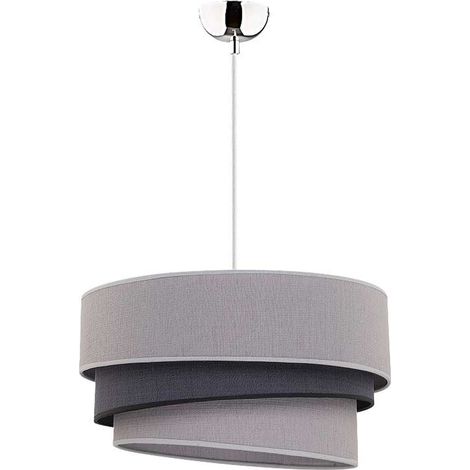 Graue Hängelampe Stoff rund Ø45cm Modern Wohnzimmer