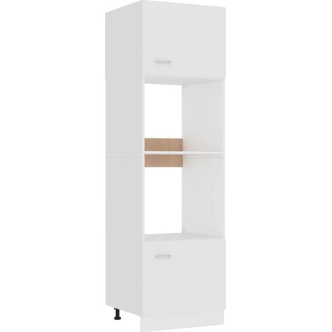 vidaXL Meuble micro-ondes "Lyon" Blanc 60 x 57 x 207 cm Bois d'ingénierie (1/5)