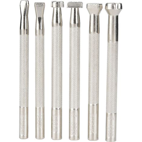Lot de 6 outils de sculpture sur cuir antidérapants motif poisson imprimé manche pour bricolage artisanal (Poisson Outil d'impression) (1/5)