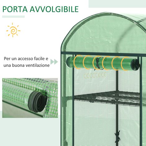 Kleiner Gartenschuppen mit 2 Metallregalen und PE-Abdeckung, kompakter Balkon- und Terrassenschuppen 69x49x91cm, grün